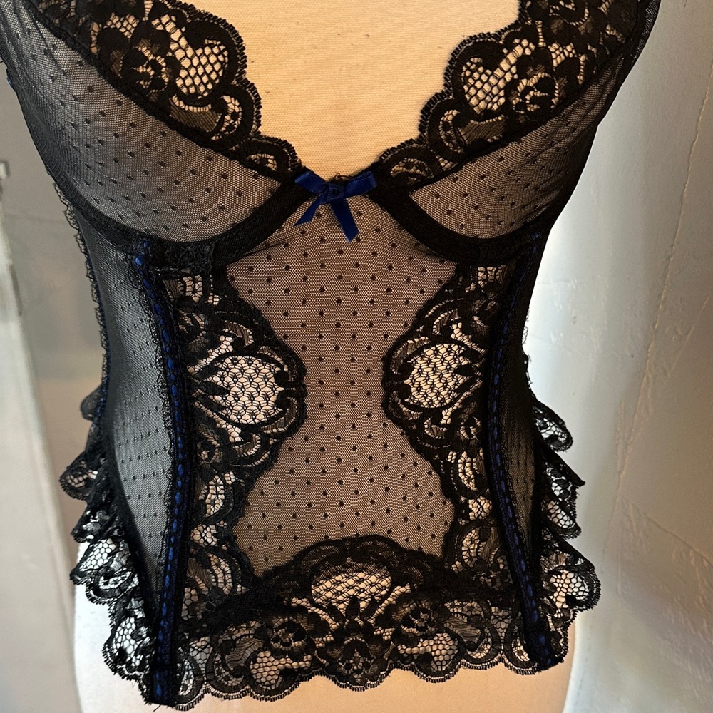 Vintage Jezebel René of Hollywood Sheer Pin-Up Bustier Lingerie Top — RN 17493 - Picture 8 of 13